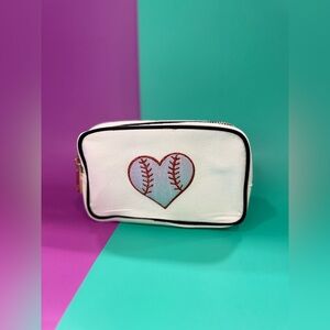 Canvas Cosmetic Pouch: Baseball Heart